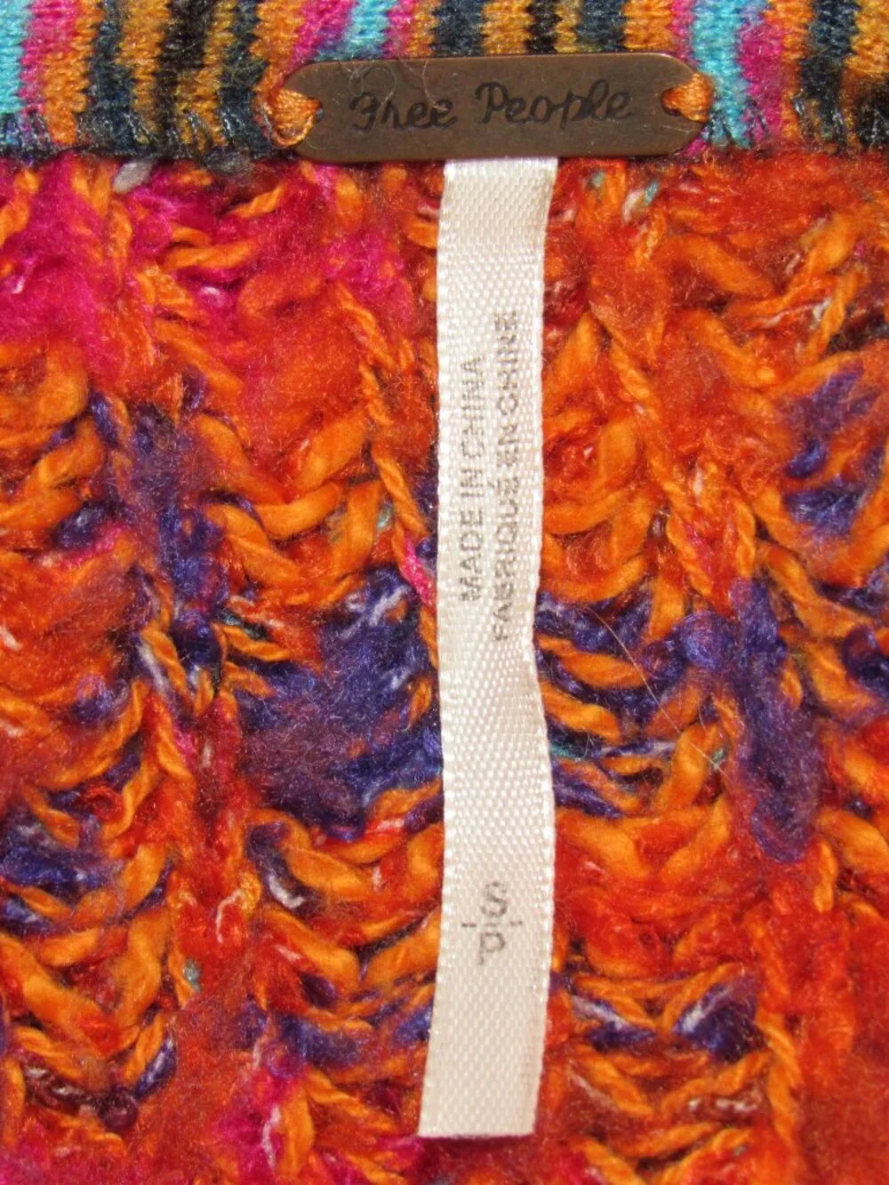 Free People Highland V-NeckOrange Space Dye Sweater Women's S Small